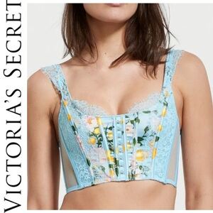 NWT Victorias Secret Dream Angels Unlined Corset Bra blue XL